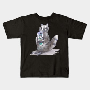 Racoon drinking Juice :3 Kids T-Shirt